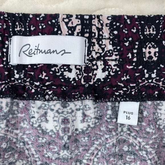 Reitmans Skirt Purple Paisley Elastic Waist Size 16 - Picture 8 of 9